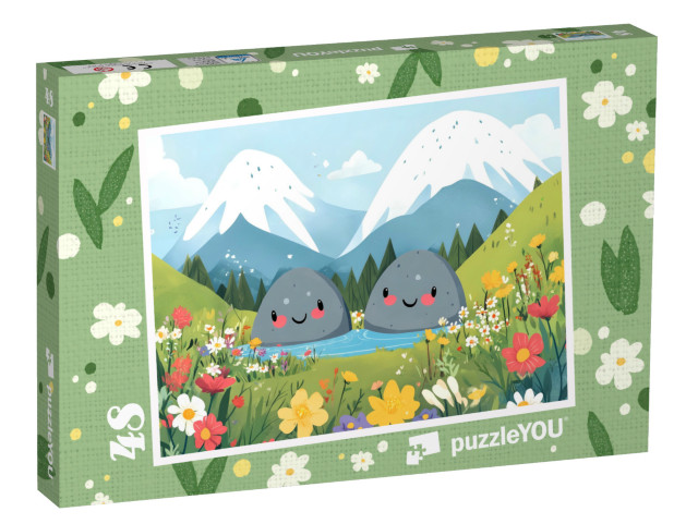 Puzzle 48 Teile „Zwei fröhliche Felsen auf der Bergwiese“