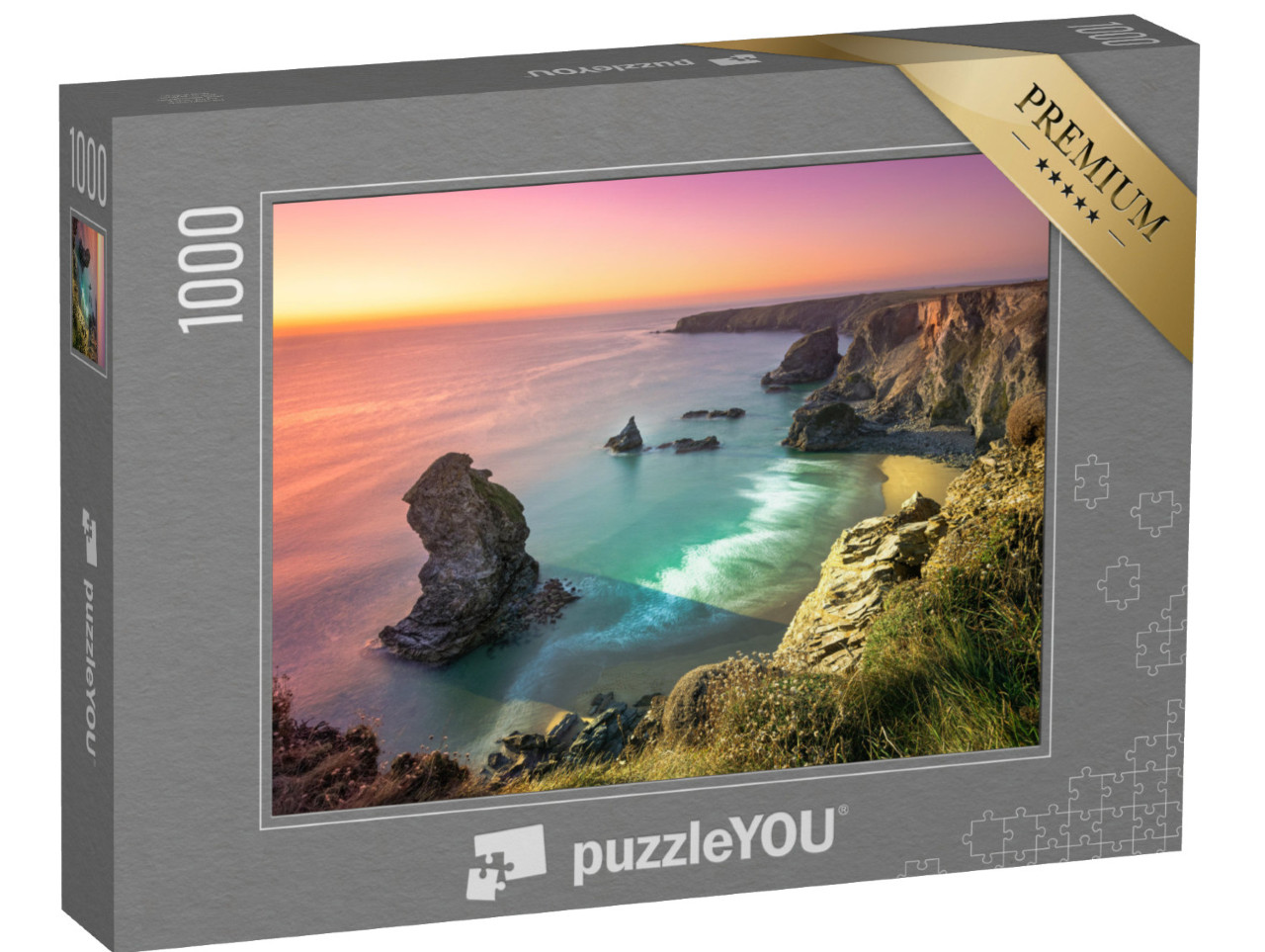 Puzzle 1000 Teile „Sonnenuntergang zwischen Padstow und Newquay in Cornwall, England“