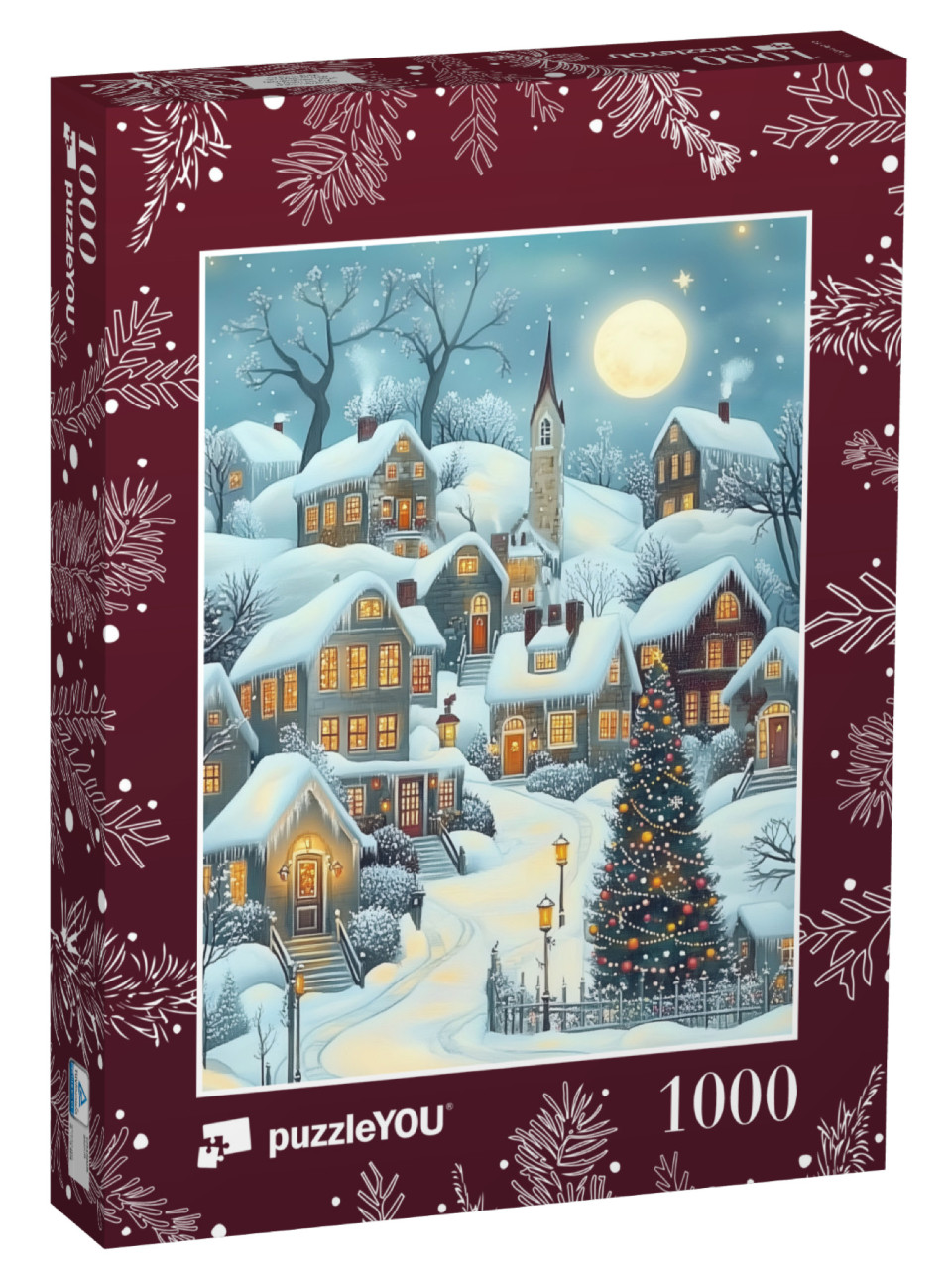 Puzzle 1000 Teile „Dorf im weihnachtlichen Schneezauber“