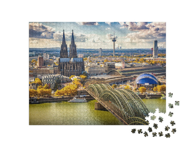 Puzzle 1000 Teile „Luftbildaufnahme von Köln, Deutschland“